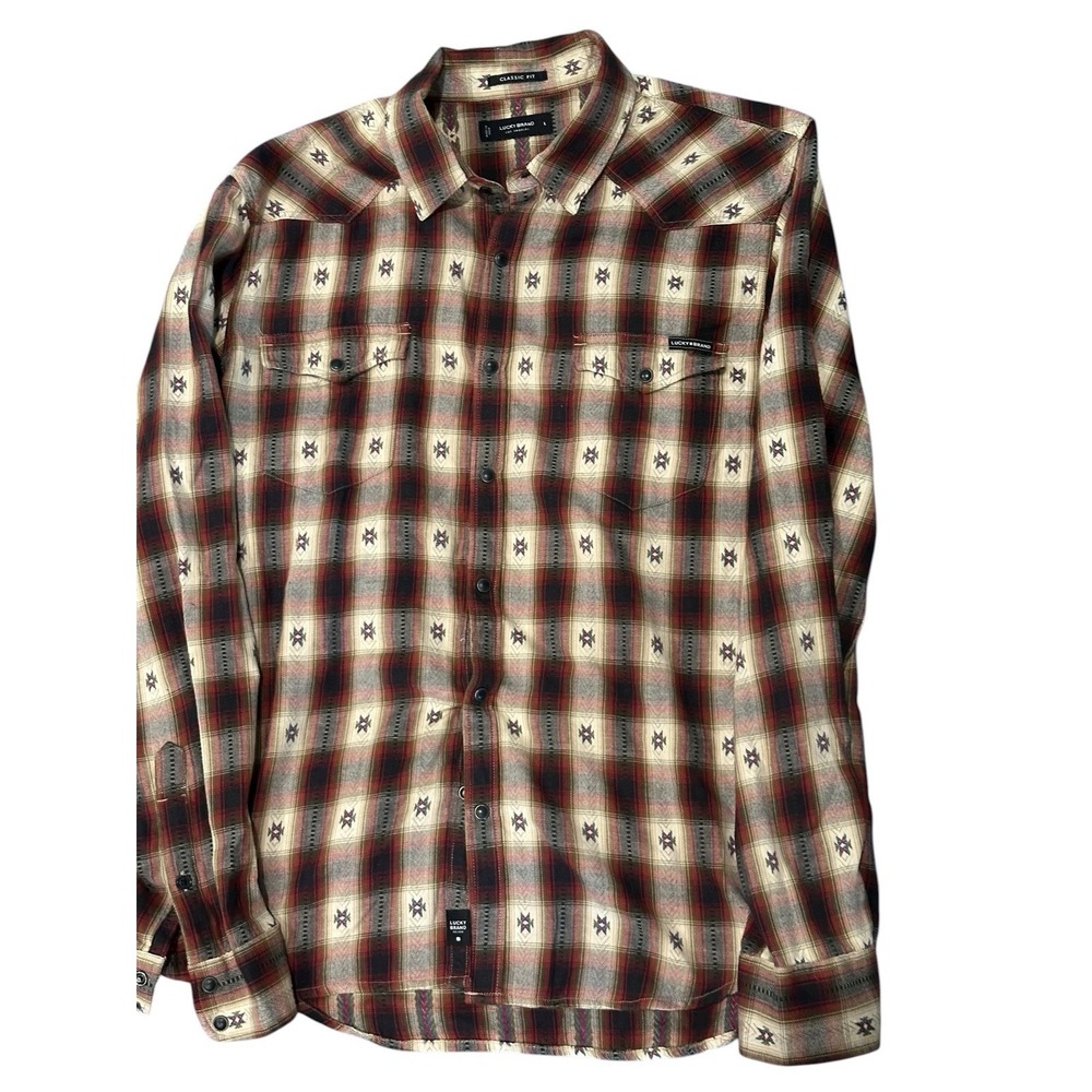 Lucky Brand Pearl Snap‎ Western Style  Cowgirl Women's Size Large